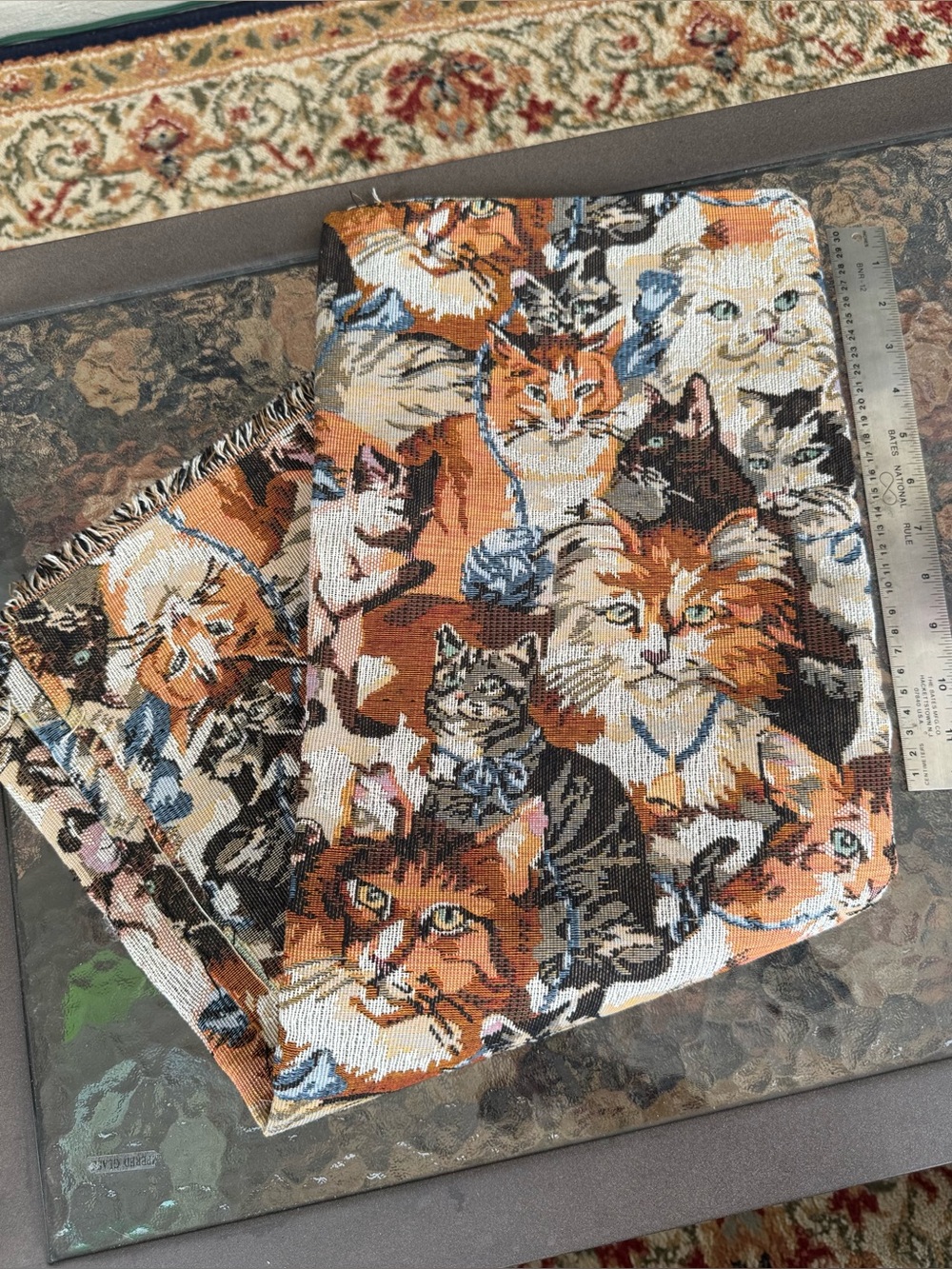 Vintage Cats Kittens Tapestry Jacquard Upholstery Fabric Yardage 40x20” AOP